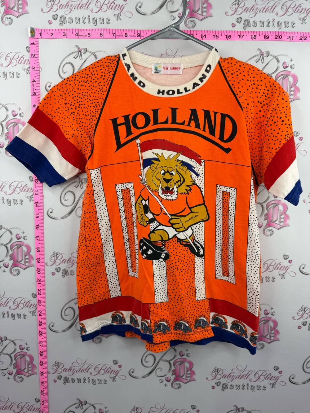 NEW SUMMER Holland Orange Lion Graphic Short Sleeve Tee vintage neon bulldogs